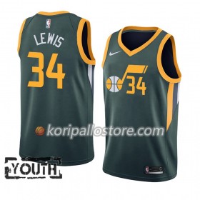 Utah Jazz Trey Lewis 34 2018-19 Nike Vihreä Lasten Pelipaidat Swingman